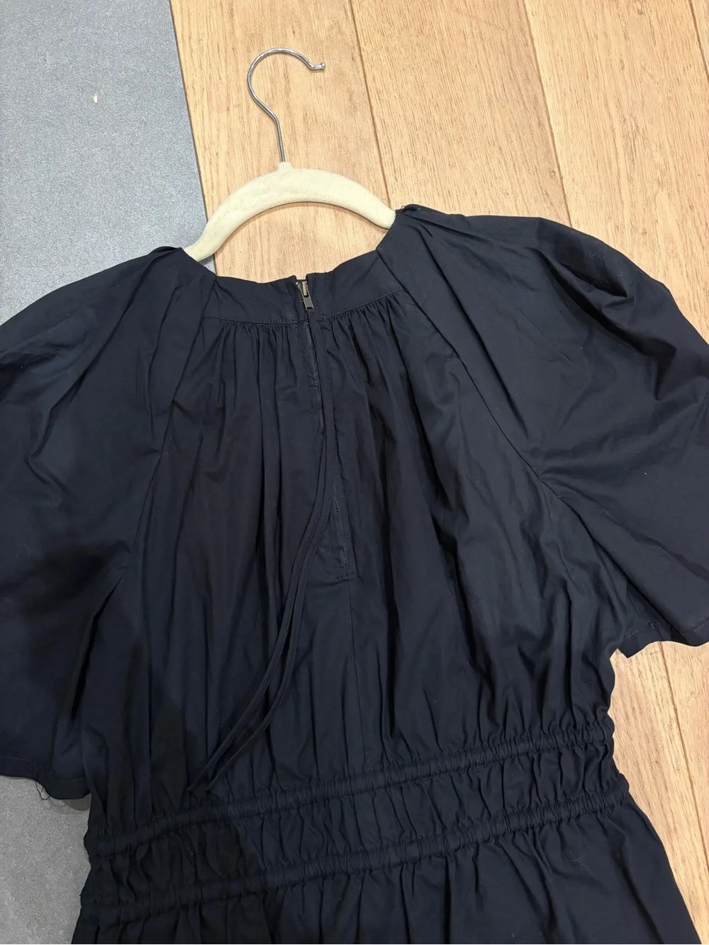 Ulla Johnson Black Puff Sleeve Drawstring Waist Blouse